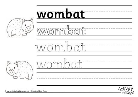 Wombat handwriting worksheet