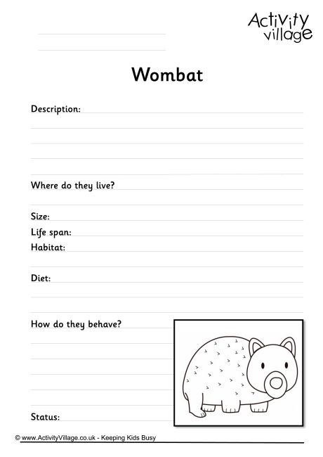 Wombat worksheet