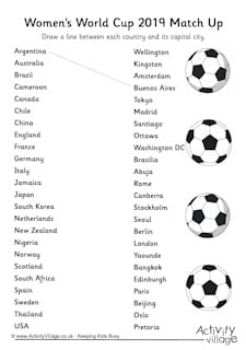 Women's World Cup Worksheets