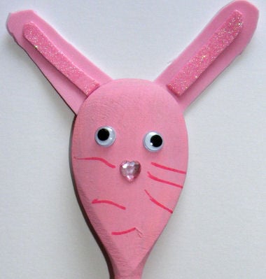Wooden spoon bunny puppet
