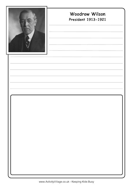 Woodrow Wilson notebooking page
