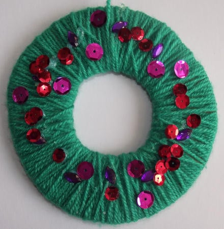Wool wreath craft for Christmas