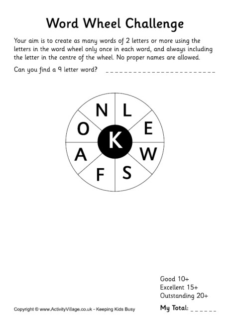 Word wheel challenge 12 Word wheel challenge 12