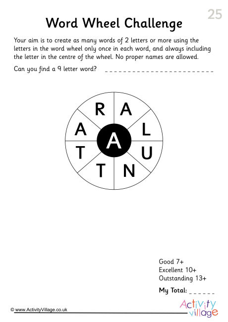 Word Wheel Challenge 25