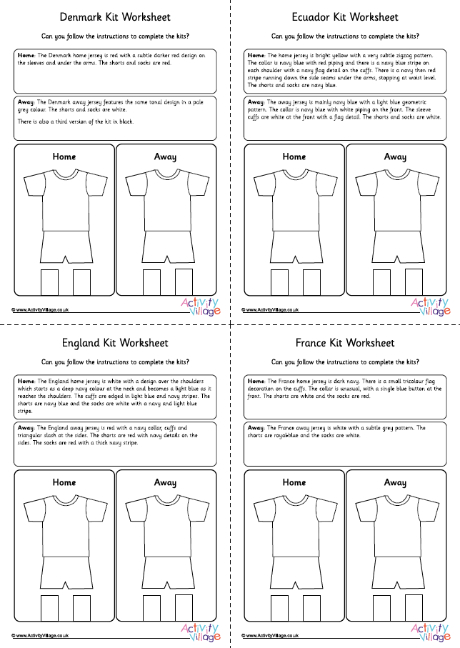 World Cup 2022 kit worksheets