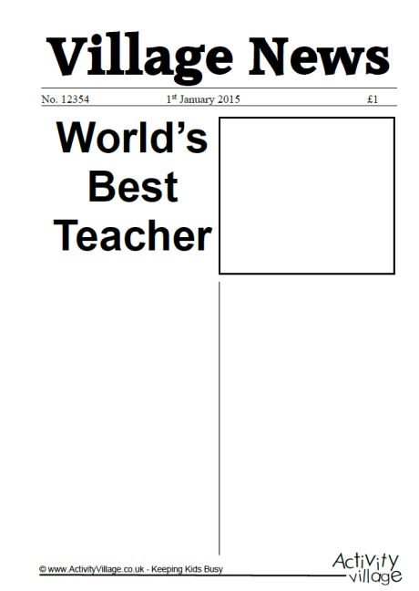 World's Best Teacher newspaper writing prompt World's Best Teacher newspaper writing prompt