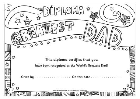 Worlds Greatest Dad diploma 