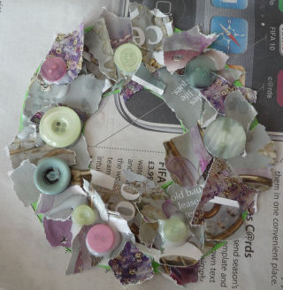 Wreath collage drying