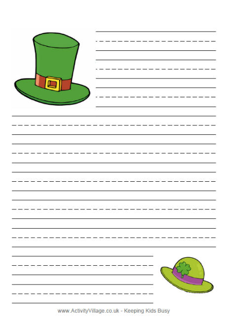 St Patrick's Day Writing Paper - Irish Hats