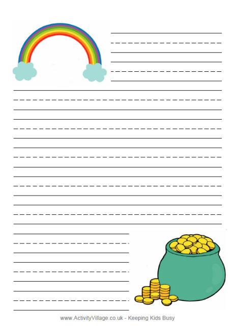 St Patrick's Day Writing Paper - Pot of Gold