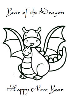Année de la carte colorier dragon (pour les jeunes enfants)