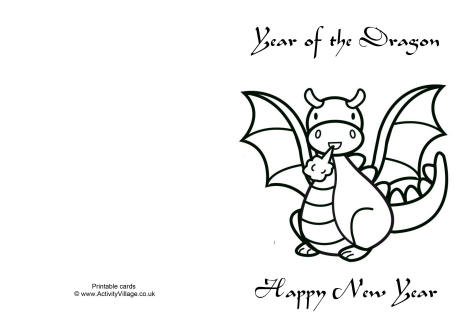 Year of the Dragon colouring card 2