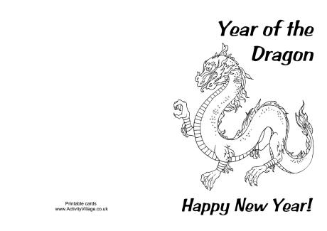 Year of the Dragon colouring card 3