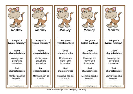 Year of the monkey bookmark