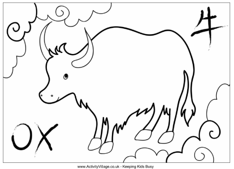 Download Year of the Ox Colouring Page