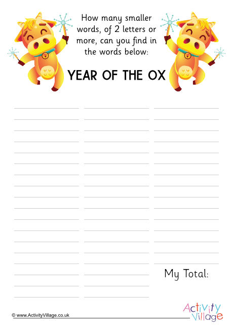 Year Of The Ox How Many Words