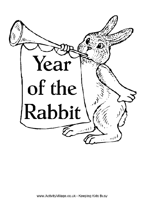 Year of the Rabbit colouring page