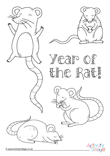 Year of the Rat colouring page 2