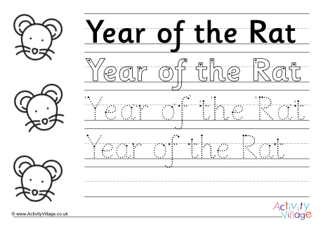 Year of the Rat handwriting worksheet