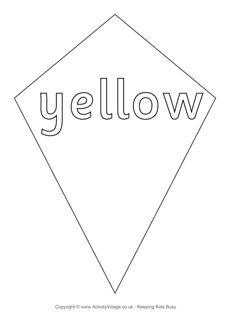 Yellow kite colouring page