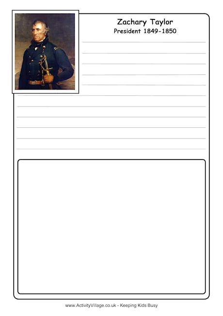 Zachary Taylor notebooking page