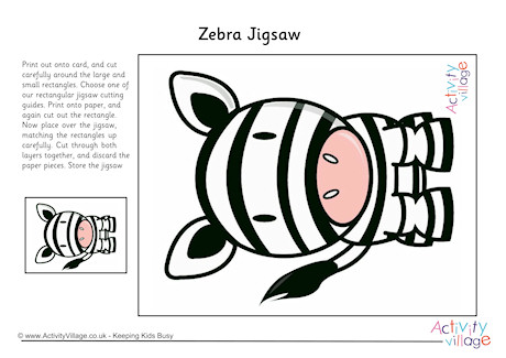 Zebra Printable Jigsaw Zebra Printable Jigsaw