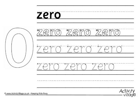 Zero handwriting worksheet