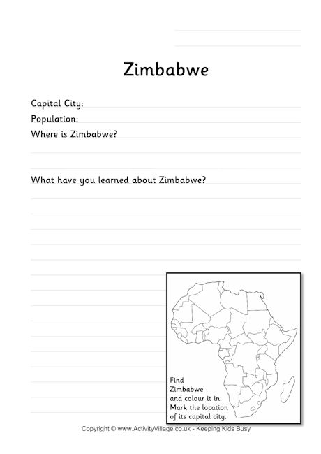 Zimbabwe worksheet