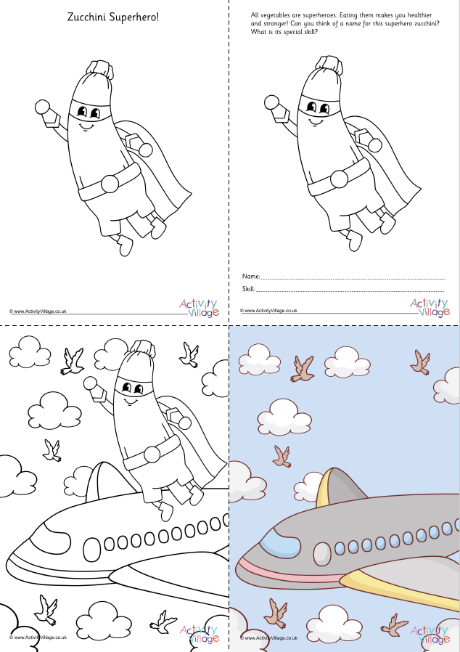 Zucchini Superhero colouring set