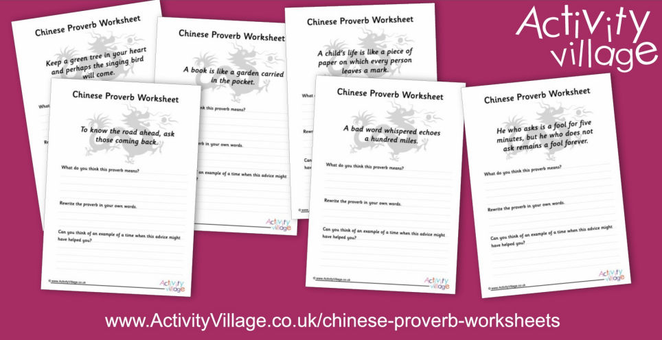 Interesting Worksheets Based on Favourite Chinese Proverbs Interesting Worksheets Based on Favourite Chinese Proverbs