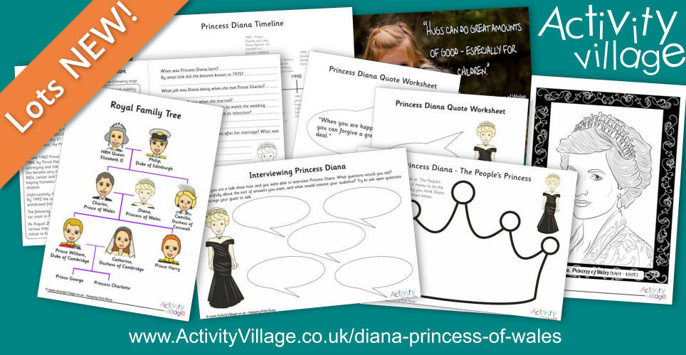 Learn About Princess Diana with our New Collection of Worksheets and Activities
