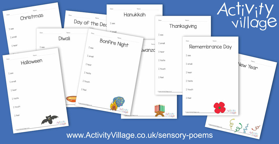 More Sensory Poem Planning Sheets