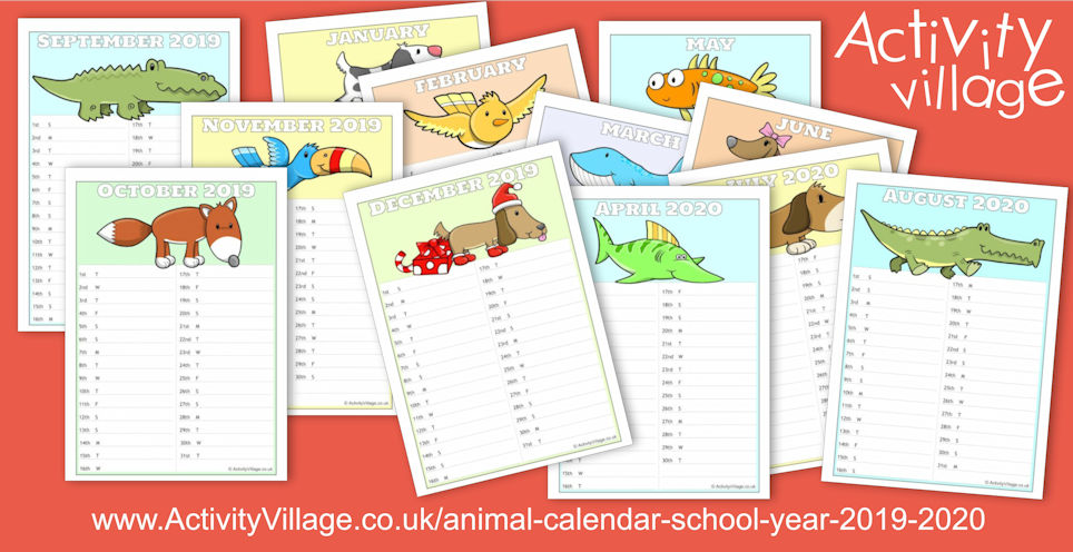 New Animal Calendar for the School Year 2019-2020
