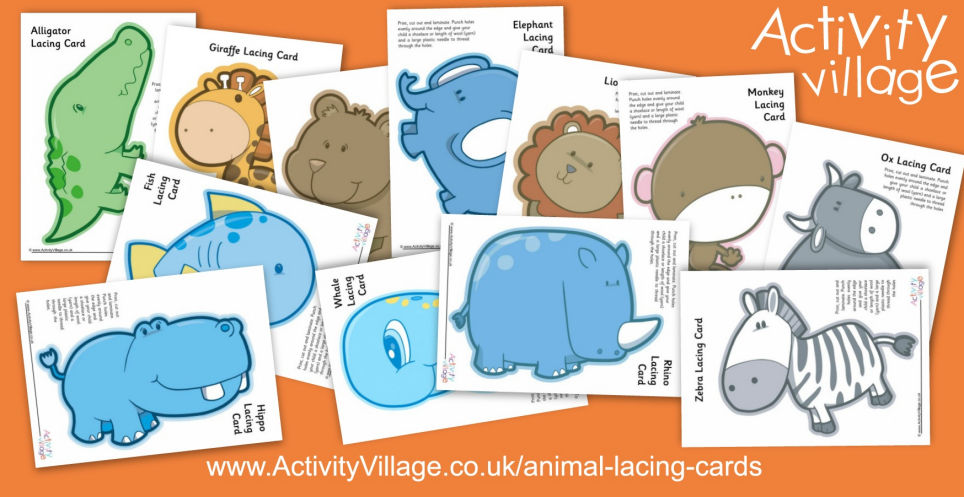 New Animal Lacing Cards for Younger Children
