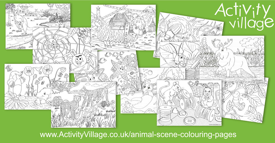 New Animal Scene Colouring Pages