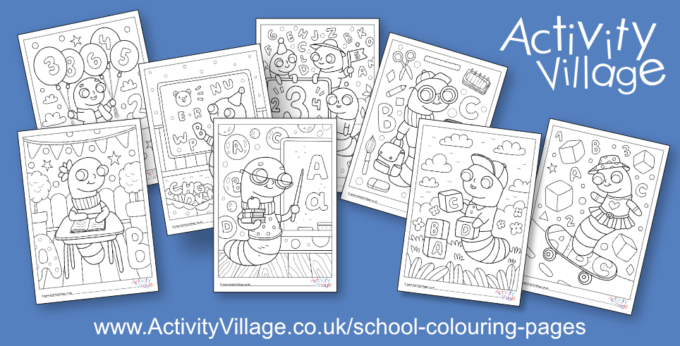 New Back to School Bookworm Colouring Pages