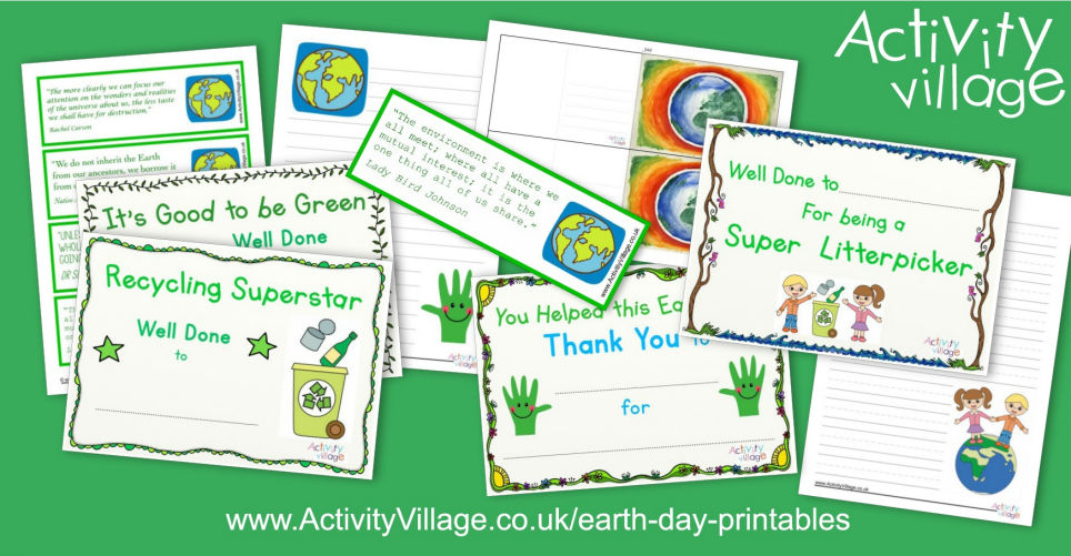 New Bookmarks, Certificates and Other Earth Day Printables