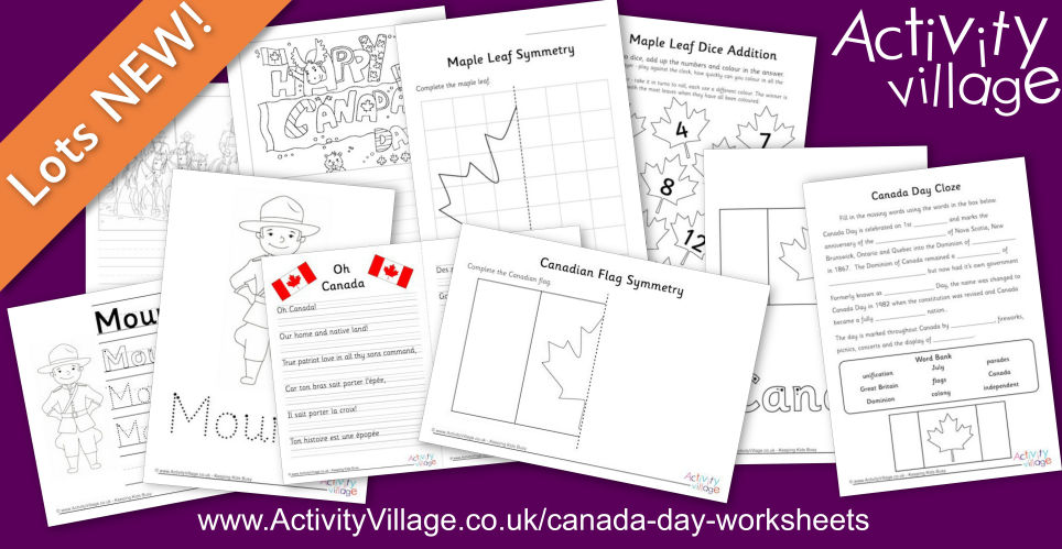 New Canada Day Worksheets for a Range of Ages