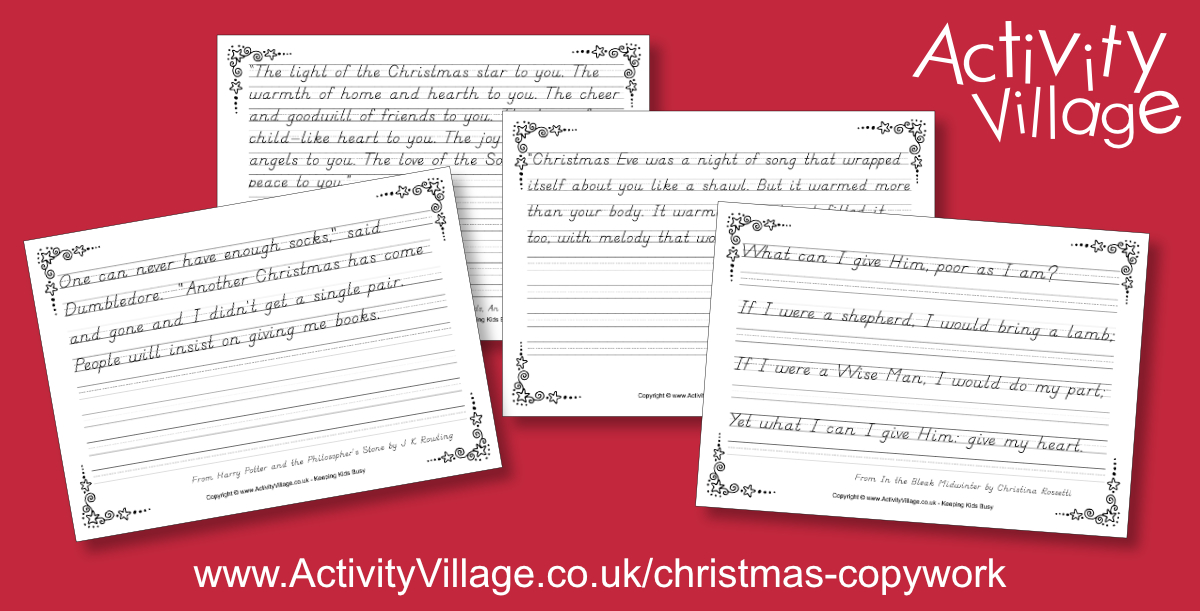 New Christmas Copywork Pages for Handwriting Practice