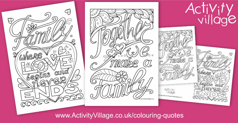 New Colouring Quotes with a Family Theme