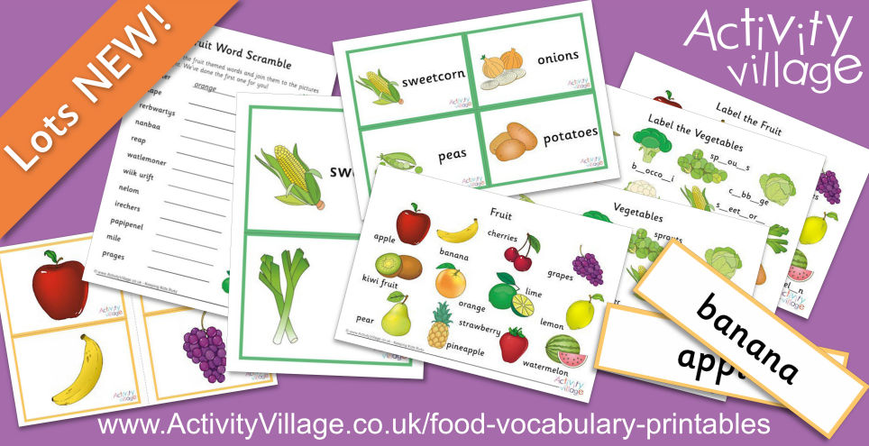 New Food Vocabulary Printables with the Emphasis on Healthy Eating
