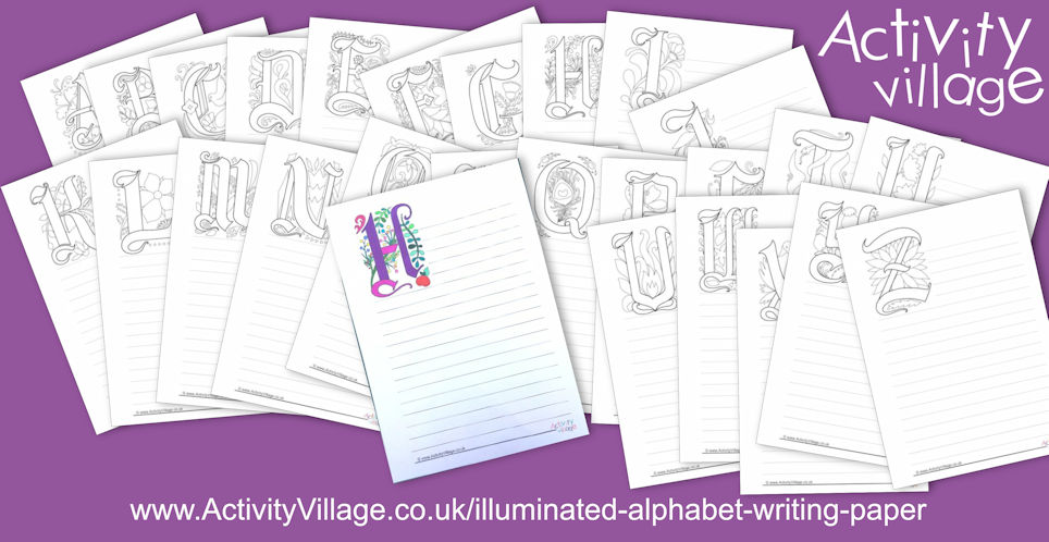 New Illuminated Alphabet Writing Paper