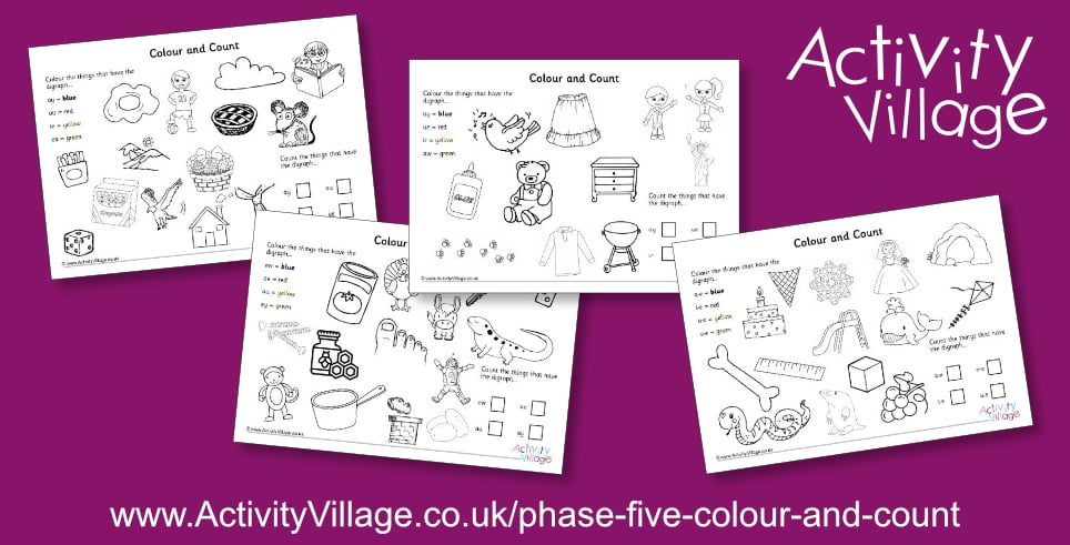 New Phase Five Phonics Colour and Count Worksheets
