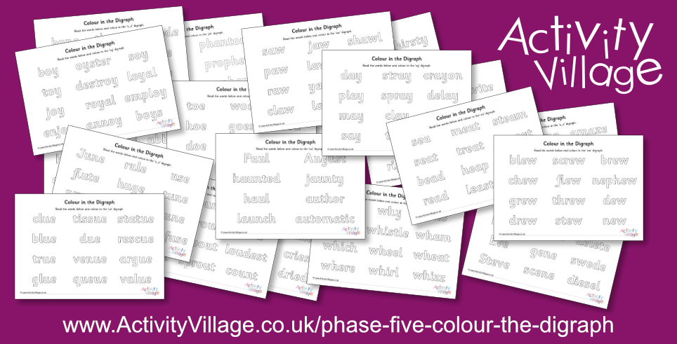 New Phase Five Colour the Digraph Worksheets