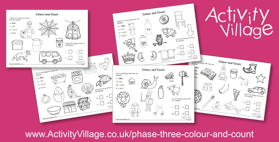 New Phonics Phase Three Colour and Count Pages New Phonics Phase Three Colour and Count Pages