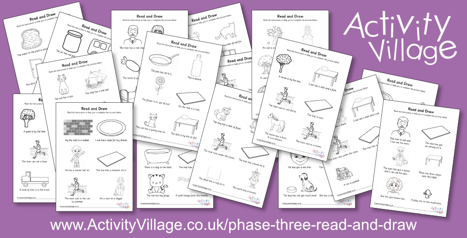 New Phonics Phase Three Read and Draw Worksheets New Phonics Phase Three Read and Draw Worksheets