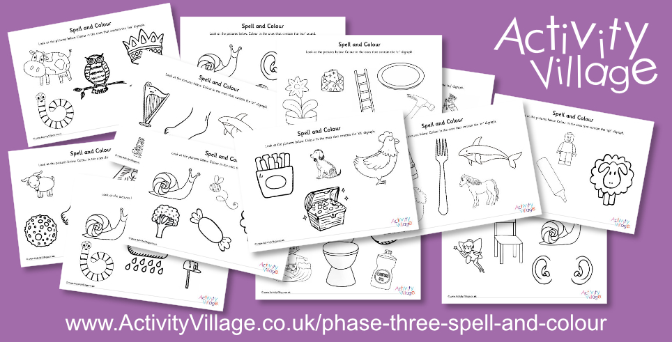 New Phase Three Spell and Colour Worksheets New Phase Three Spell and Colour Worksheets