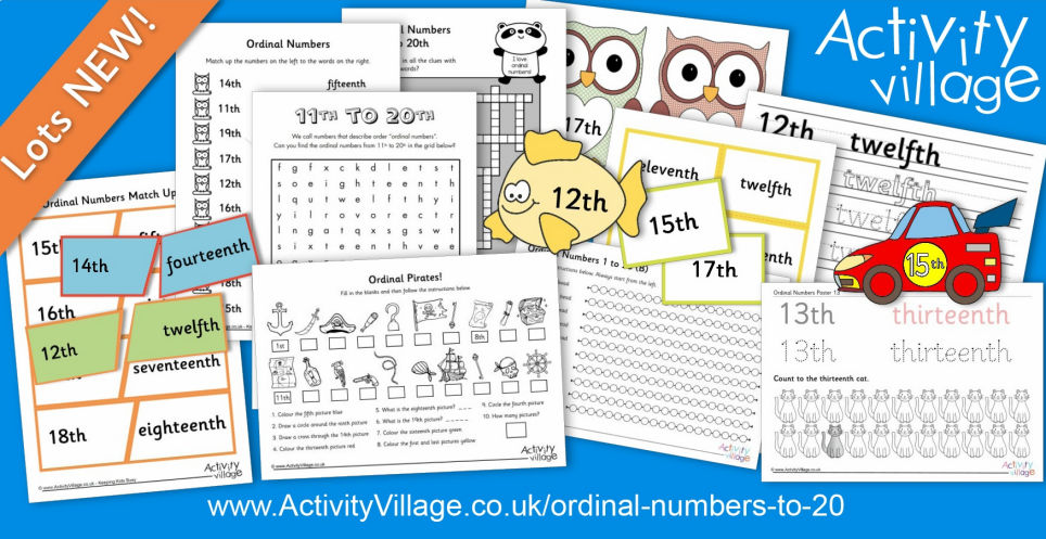 New Printables and Worksheets for Learning Ordinal Numbers to 20