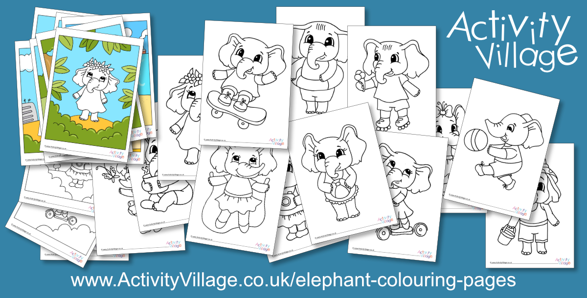 New Summer Elephant Colouring Pages
