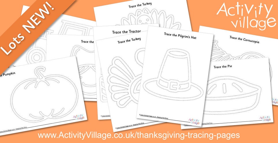 New Thanksgiving Tracing Pages for Younger Children
